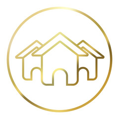 gold three home icon circle