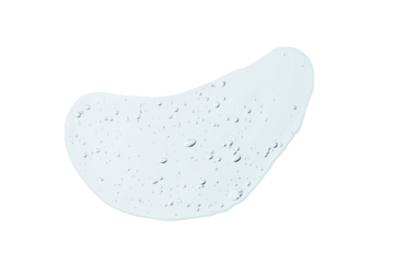 Cosmetic transparent gel serum swatch with bubbles isolated on wite background