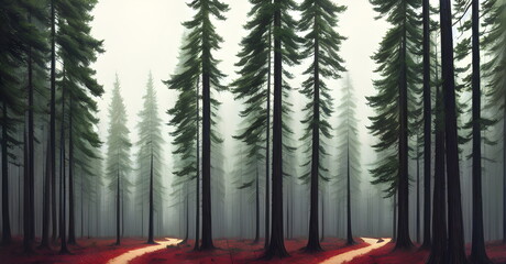 Magical fantasy fairy tale scenery, forest jungle Digital painting background Generative AI