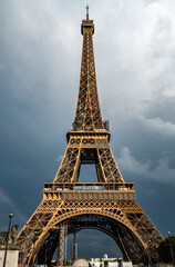 Fototapeta na wymiar Famous Eiffel Tower (Tour Eiffel) With Rainbow In The Capital Of France Paris