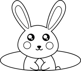 Coloring page rabbit in the hole