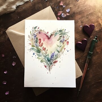Love card / letter background wallpaper created with Generative AI