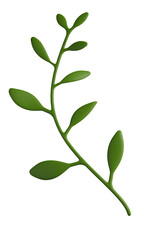 A fresh green sprig of a plant with multiple leaves branchess and green leaves 3d  icon