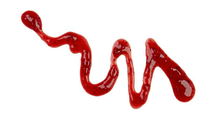 Line of red berry jam or syrup with bend isolated on transparent background, PNG