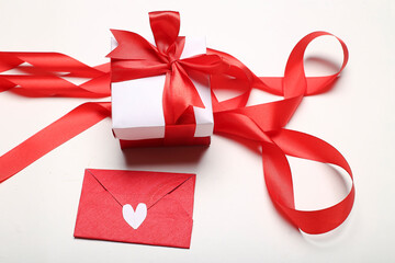 Valentine's Day background. Valentine's Day concept. Valentine Gifts. Flat lay, top view, copy space.