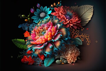 Obraz na płótnie Canvas flowers on black background and beautiful colors 