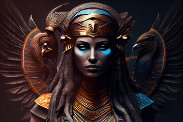 Beautiful abstract Egyptian God Isis background. Generative AI technology.