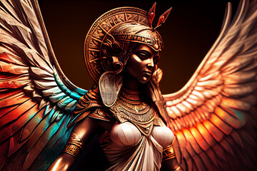Beautiful abstract Egyptian God Isis background. Generative AI technology. - obrazy, fototapety, plakaty