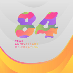 84 Years Annyversary Celebration. Abstract numbers with colorful templates. eps 10.