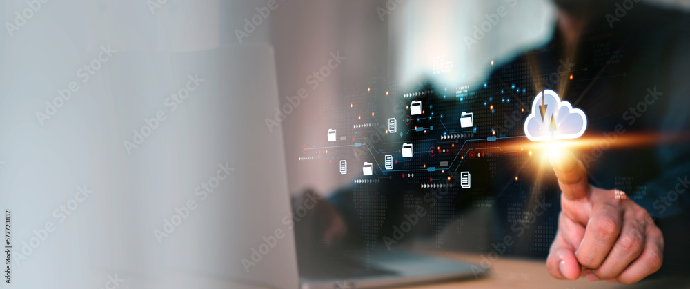 Aufkleber database storage cloud technology file data transfer sharing, cyber, big data information for financ