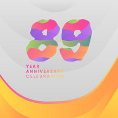89 Years Annyversary Celebration. Abstract numbers with colorful templates. eps 10.