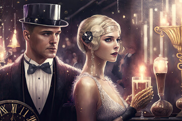 New Years Party Celebration Great Gatsby style made with generative ai