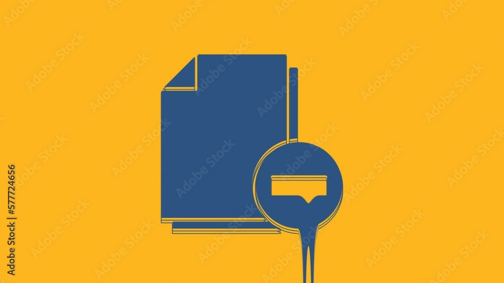 Canvas Prints blue document with minus icon isolated on orange background. clear document. remove file document. d