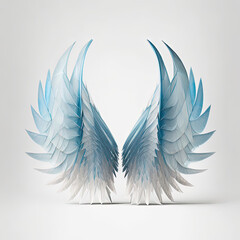 Heavenly Angel Wings in Light Blue Haute Couture Feathers
