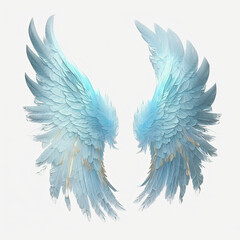 Heavenly Angel Wings in Light Blue Haute Couture Feathers