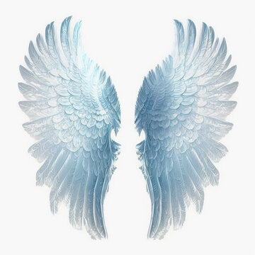 Heavenly Angel Wings in Light Blue Haute Couture Feathers