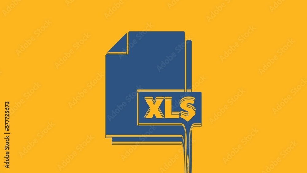 Poster blue xls file document. download xls button icon isolated on orange background. excel file symbol. 4