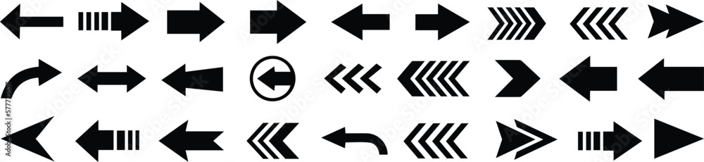 Wall mural set arrow icons. collection arrows sign. black arrow icon set. arrow. cursor. arrow vector icon. sim