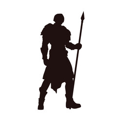 Fantasy warrior silhouette isolated, knight, fighter - vector illustration