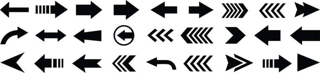 Set arrow icons. Collection arrows sign. Black arrow icon set. Arrow. Cursor. Arrow vector icon. Simple arrow set. Vector illustration