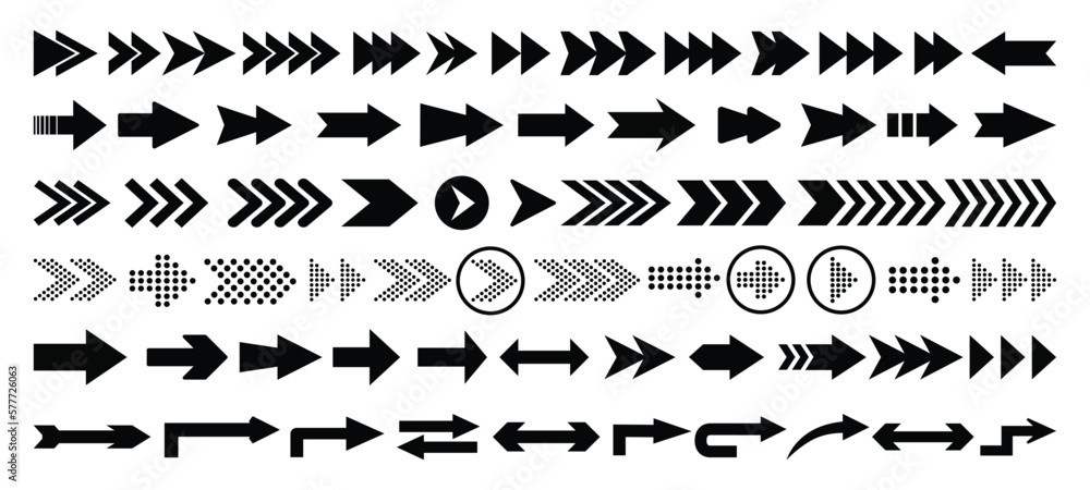 Wall mural mega set of vector arrows icon. black arrow icon. collection different arrows sign. arrow. cursor. a