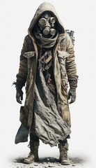 Fototapeta premium Stalker from wasteland, nuclear war survival human