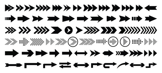 Mega set of vector arrows icon. Black arrow icon. Collection different arrows sign. Arrow. Cursor. Arrow vector icon. Simple arrows. Vector illustration