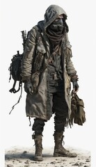 Obraz premium Stalker from wasteland, nuclear war survival human