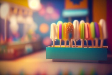 colorful popsicle, generative AI, ice pop, frozen treat, ice cream bar, refreshing, summer