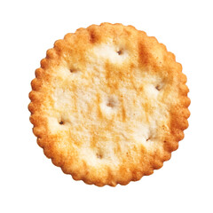  Delicious single salty biscuit over isolated white background