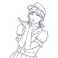 sketch of a girl vector for card illustration decoration