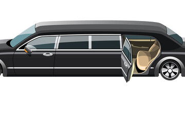 Obraz na płótnie Canvas 3D Cartoon luxury limousine car Illustration isolated on transparent background 