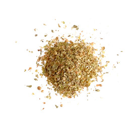 Pile of dried oregano leaves isolated on transparent png
