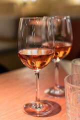 Tasting of Anjou wine, rose d'anjou produced in Loire Valley wine region of France near the city of Angers