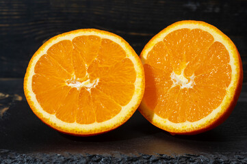 Sicilian sweet juicy yellow navel oranges close-up
