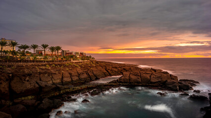 tenerife coucher de soleil vague