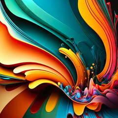 Abstract 3D Backgroud. Wallpaper. Art. Colorful waves. Poster or canva.