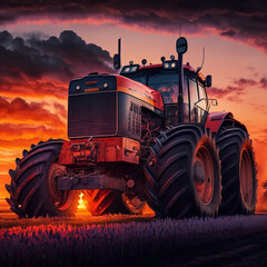 Tractor drives across large field making special beds for sowing seeds into purified soil....