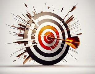 Arrows that stick right into the middle of the bullseye, indicating the target of a goal is reached.  Generative AI.