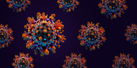 Fototapeta na wymiar Macro coronavirus(covid-19) cell delta plus variant. deltacron,COVID 19 variant of SARS-CoV-2 in 2022. Generative Ai 