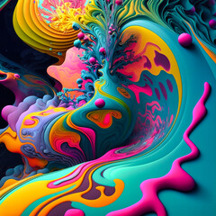 Abstract 3D Backgroud. Wallpaper. Art. Colorful waves. Poster or canva. Generative AI
