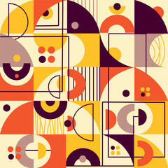Geometric mosaic Bauhaus pattern.Modern geometry figure, shape Abstract texture.Bauhaus design for print,wallpaper,textile,banner,poster,Geometric mosaic.Seamless Abstract vector background