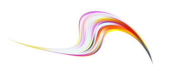 Colorful flow brushstroke. Ribbon isolated line.. Realistic volume wave. Liquid paint ink shape isolated on white background. Cover page for design project. Real vector illustration swirl blur.