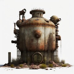 Plakat Decaying Fuel Storage The Environmental Hazards of Abandoned Rusted Gas Cisterns in Post-Apocalyptic Landscapes