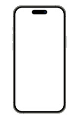 Realistic model smartphone. Smartphone mockup on a transparent background. Transparent background and screen. Device front view. Vector illustration