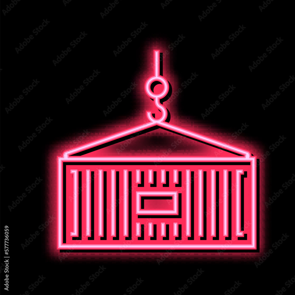 Poster container loading color icon vector flat illustration