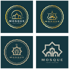 Islamic mosque logo vector icon template