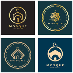 Islamic mosque logo vector icon template