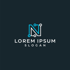 N inistials logo design