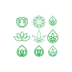 cannabis, water monoline logo design inspiration